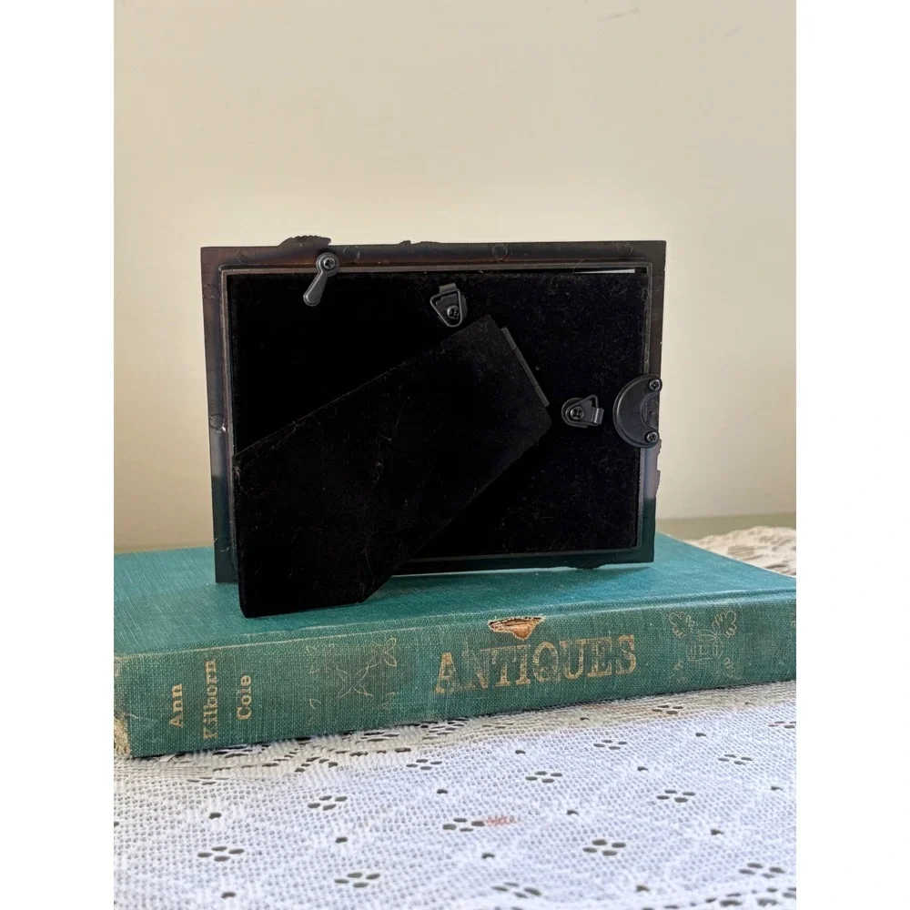Vintage Pewter Rose Floral Picture Frame with Duck Pond Art Print 5x7 4x6